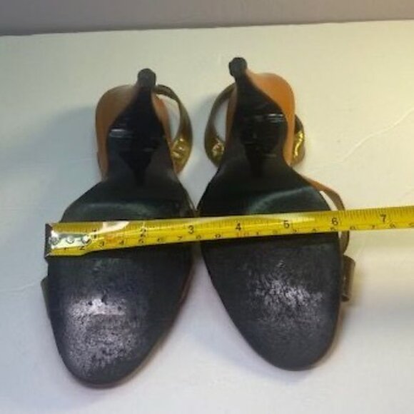 Robinsons Women's Heels - Gold & Orange Brown Strappy Sandals Size 5.5  3-Inch H - Picture 6 of 8